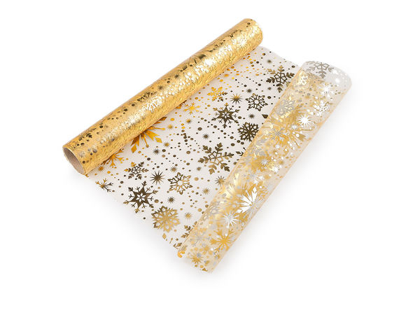 Metallic Snowflake Print Christmas Organza Roll - 36 cm Width for Festive Tablescapes & DIY Crafts