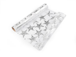 Elegant Metallic Star Print Christmas Organza Roll - 36cm Decorative Fabric for Festive Tables, Wreaths & Holiday Crafts