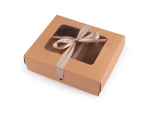 Natural Kraft Gift Box with Transparent Window and Satin Ribbon - Elegant Foldable Gift Packaging for Weddings, Holidays, and Events