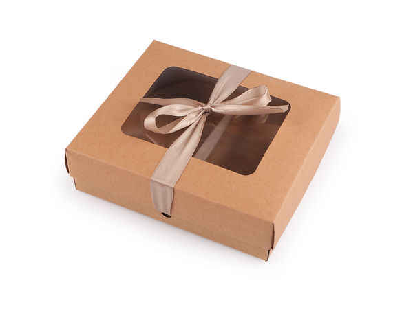 Natural Kraft Gift Box with Transparent Window and Satin Ribbon - Elegant Foldable Gift Packaging for Weddings, Holidays, and Events