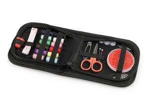 Professional Travel Sewing Kit in Lockable Case - Portable Mending & Repair Set with 12 Threads, Needles, Scissors and Tailor's Tape