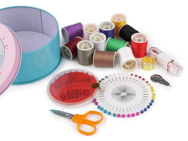 Premium Portable Sewing Kit in Decorative Tin Case - Complete Home & Travel Mending Set
