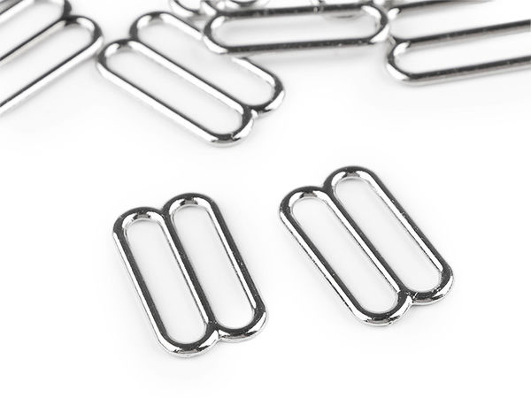 Premium 15mm Metal Bra Strap Adjustment Sliders - Nickel Finish Lingerie & Swimwear Hardware