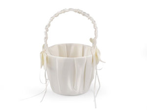 Elegant Satin Flower Girl Basket with Double Side Bows for Wedding Ceremonies