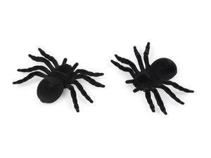 Velvet-Textured 3D Halloween Spider Decorations, Premium Spooky Party Decor (4-Pack) - Black