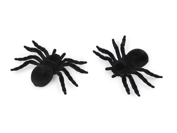 Velvet-Textured 3D Halloween Spider Decorations, Premium Spooky Party Decor (4-Pack) - Black