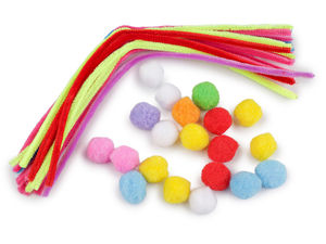 Premium Fuzzy Wires and Pompoms Creative Craft Set - Assorted Colors, 40-Piece DIY Kit for Kids and Adults