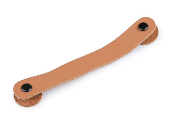 Natural Brown Leather Handle with Screw Rivets (2 x 15 cm) for Baskets, Lids, and Drawers
