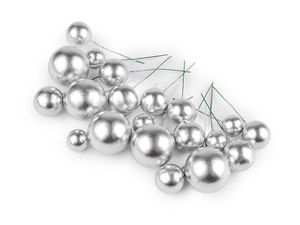 Silver Decorative Balls & Berries on Flexible Wire, Assorted Sizes (Ø2-4 cm)