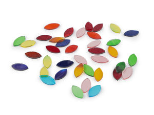 Premium Leaf-Shaped Glass Mosaic Stones, Assorted Color Mix - Transparent Craft Tiles for DIY Decor (Approx. 140 Pcs)