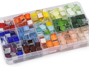 Premium Glass Mosaic Stone Set – 600 Pcs Multi-Color Assortment in 15 Compartment Storage Box for Crafts & DIY Decor
