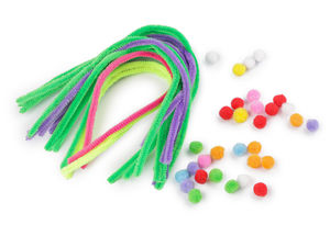 Multicolor Fuzzy Wires and Pompoms DIY Craft Kit - Creative Art and Activity Set for Kids & Adults