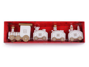Festive Miniature Wooden Christmas Train - Classic Holiday Tabletop & Wreath Decoration