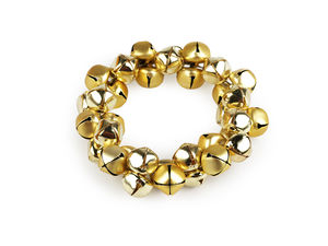 Gold Metal Jingle Bell Wreath (13 cm) - Matte & Glossy Holiday Door and Mantel Decoration