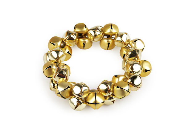 Gold Metal Jingle Bell Wreath (13 cm) - Matte & Glossy Holiday Door and Mantel Decoration