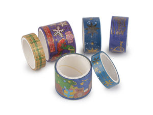 Premium Christmas Washi Tape Set - Metallic Festive Decorative Adhesive Tapes for Gift Wrapping, Journaling, and Crafts (6-7 Pack)