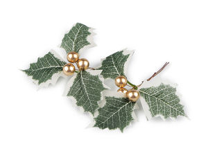 Artificial Rose Hip and Holly Decorative Branch on Flexible Wire