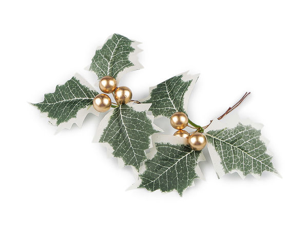 Artificial Rose Hip and Holly Decorative Branch on Flexible Wire