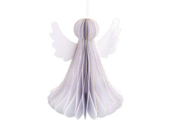 3D Honeycomb Paper Angel Figurine & Hanging Ornament with Magnetic Closure - 15 cm