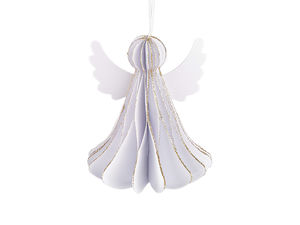 3D Honeycomb Paper Folding Angel Ornament - 7cm Hanging & Standing Figurine