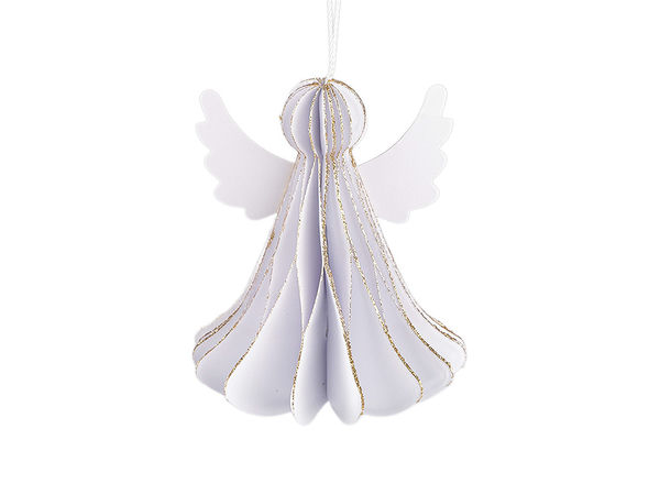 3D Honeycomb Paper Folding Angel Ornament - 7cm Hanging & Standing Figurine
