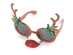 Festive Christmas Party Glasses - Snowman & Reindeer Novelty Eyewear with Moving Nose
