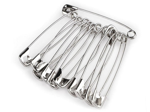 Premium Nickel Safety Pins (55mm) - Heavy-Duty Haberdashery & Craft Fasteners