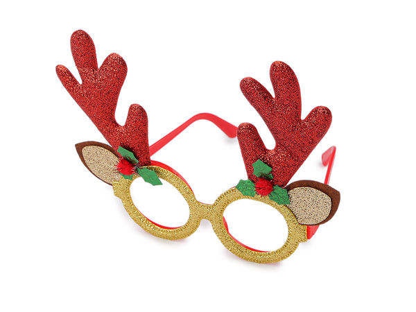 Sparkly Reindeer Antler Party Glasses - Festive Glitter Eyewear for Christmas, Carnivals, and Photo Booths