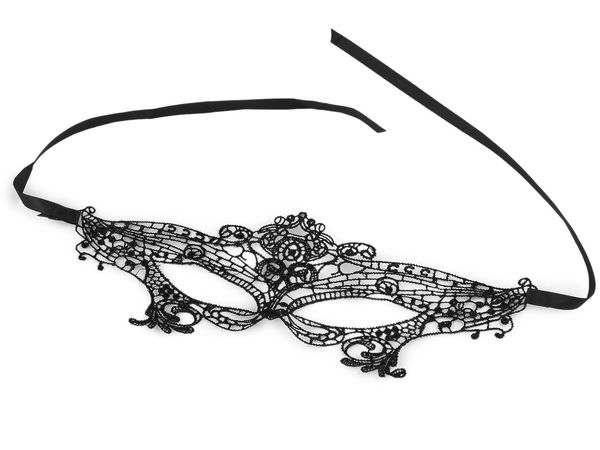 Elegant Lace Carnival Eye Mask - Malleable Starched Masquerade Party Accessory with Ribbon Tie
