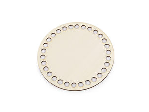 12cm Round Wooden Crochet Basket Bottoms - 30-Hole Laser-Cut Plywood Bases for Handbag and Purse Making, Natural Light Wood