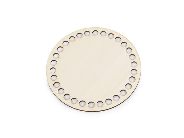 12cm Round Wooden Crochet Basket Bottoms - 30-Hole Laser-Cut Plywood Bases for Handbag and Purse Making, Natural Light Wood