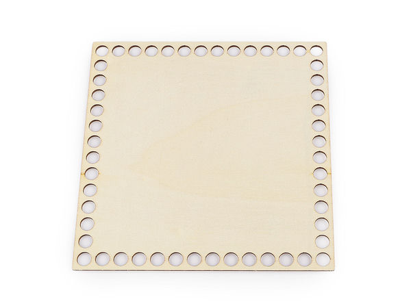 Square Wooden Crochet Basket Base (15x15 cm) - Natural Plywood Bottom for Handbag, Purse & Home Decor Crafting (52 Holes)