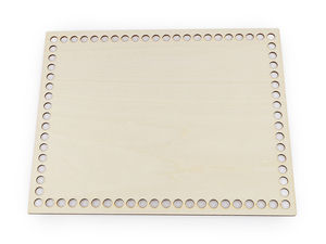 Natural Wooden Rectangular Crochet Basket Base - 20x25 cm Plywood Bottom with 74 Holes
