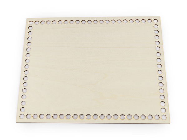 Natural Wooden Rectangular Crochet Basket Base - 20x25 cm Plywood Bottom with 74 Holes