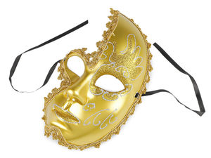 Venetian Masquerade Eye Mask - Elegant Glitter & Braid Detailed Party Mask with Ribbon Ties