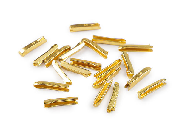 Gold Metal Zipper Bottom End Caps for No. 5 Two-Way Zipper Repair - 2-Piece Set
