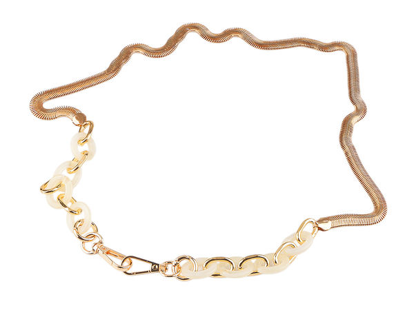 Flat Snake-Style Metal Handbag Chain with Carabiners, 90cm - Replacement Strap for Clutches, Purses, and Mobile Phones