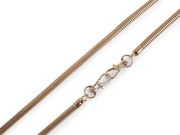 Premium Metal Snake Chain Strap for Handbags, Clutches & Mobile Phones – 120cm Round Chain (Ø6.5mm) with Lobster Clasp Carabiners
