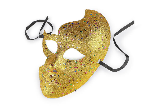 Elegant Venetian Masquerade Eye Mask - Sparkling Glitter & Star Sequin Party Mask with Ribbon Tie