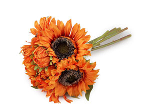 Vibrant Artificial Sunflower Bouquet - 8 Stems for Vases, Autumn Floral Arrangements, and DIY Wreaths
