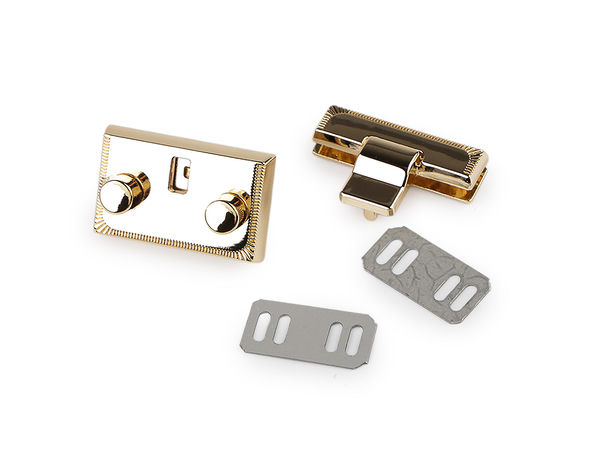 Premium Ornate Metal Slide Lock Fastener Set for Handbags, Purses, & Backpacks (34x36 mm)