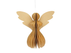 Honeycomb Paper Folding Angel Ornament with Sparkling Glitter - 17 cm Standing & Hanging Decorative Figurine
