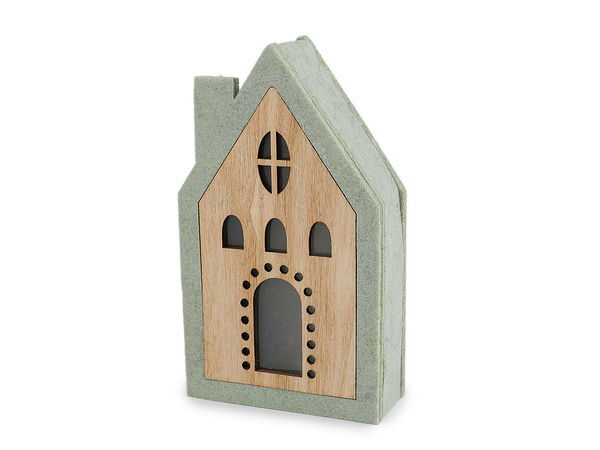 Handcrafted Felt and Wood Light-Up Decorative House - Cozy LED Miniature Ornament