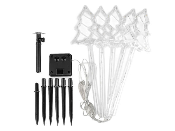 Solar Christmas Pathway Lights - Transparent Snowflake, Star & Tree Garden Stakes