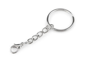 Premium Nickel-Plated 25mm Key Ring with Extension Chain and Carabiner Clasp