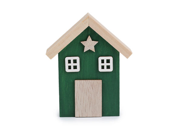 Minimalist Wooden House Decoration - Handcrafted Miniature Ornament for Tabletop, Shelf & Mantelpiece