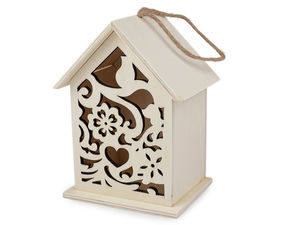 Hanging Wooden Miniature House Craft Kit - Paintable DIY Wood Decorative Birdhouse with Precise Cutouts and Hanging Loop
