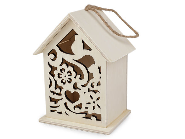 Hanging Wooden Miniature House Craft Kit - Paintable DIY Wood Decorative Birdhouse with Precise Cutouts and Hanging Loop