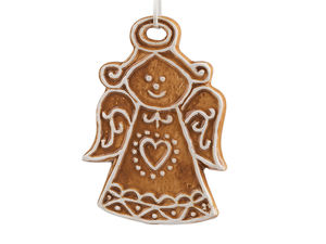 Hand-Decorated Gingerbread Angel Christmas Hanging Ornament - Light Brown Holiday Bauble for Trees, Wreaths & Wall Decor