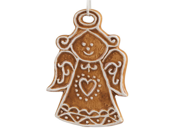 Hand-Decorated Gingerbread Angel Christmas Hanging Ornament - Light Brown Holiday Bauble for Trees, Wreaths & Wall Decor